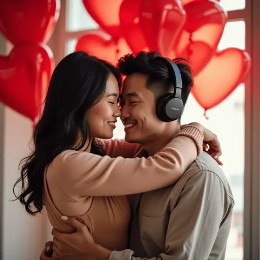 Wife surprising her husband with a custom song gift